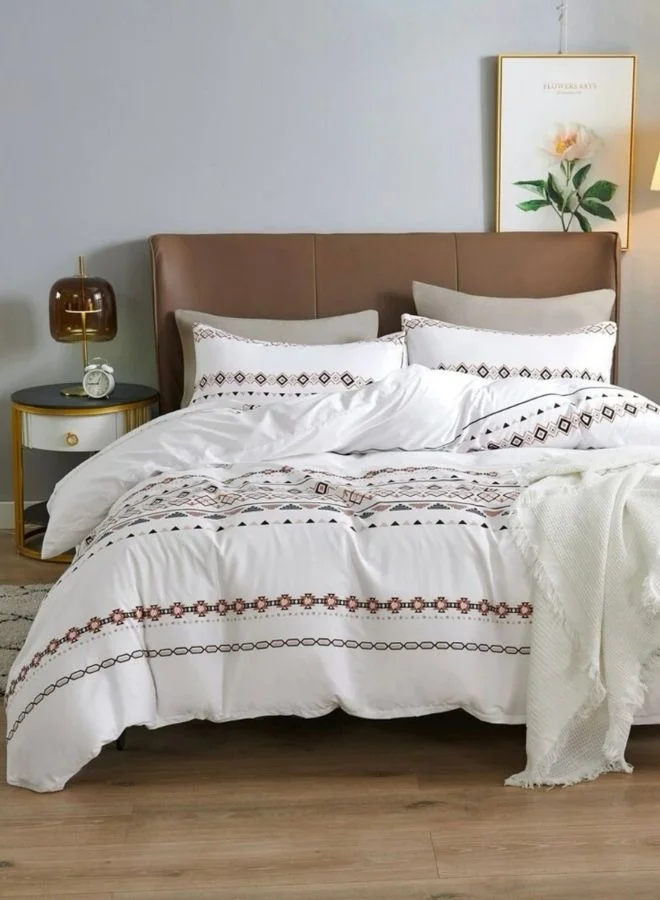 LUNA Home Queen Size 6-Piece Bedding Set, Elegant Minimalist Style (White, 1 Set) 0tir5