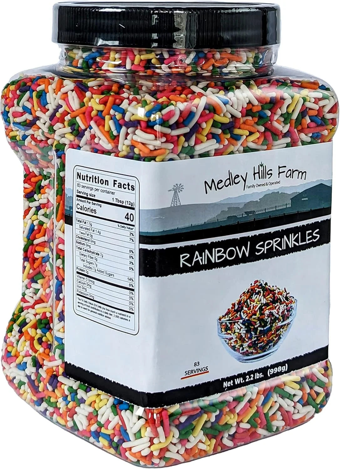 Medley Hills Farm Rainbow Sprinkles Premium Decorative Cake Toppings (Multi-Color, 1 kg) 4boaf