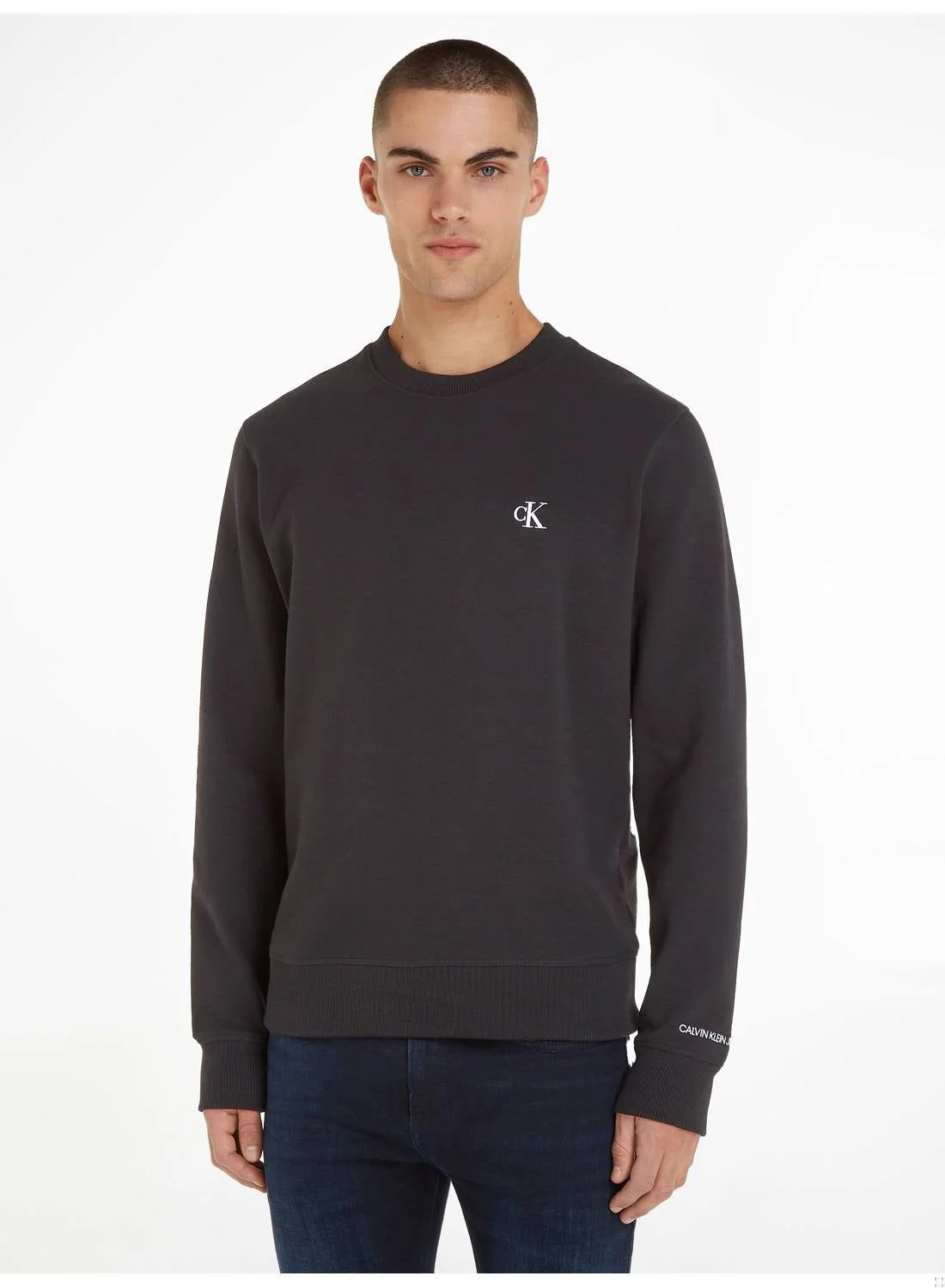 Premium Fleece Sweatshirt Cotton Blend Pullover Long Sleeve Casual Wear for Men (Grey, Large) 4ngmh
