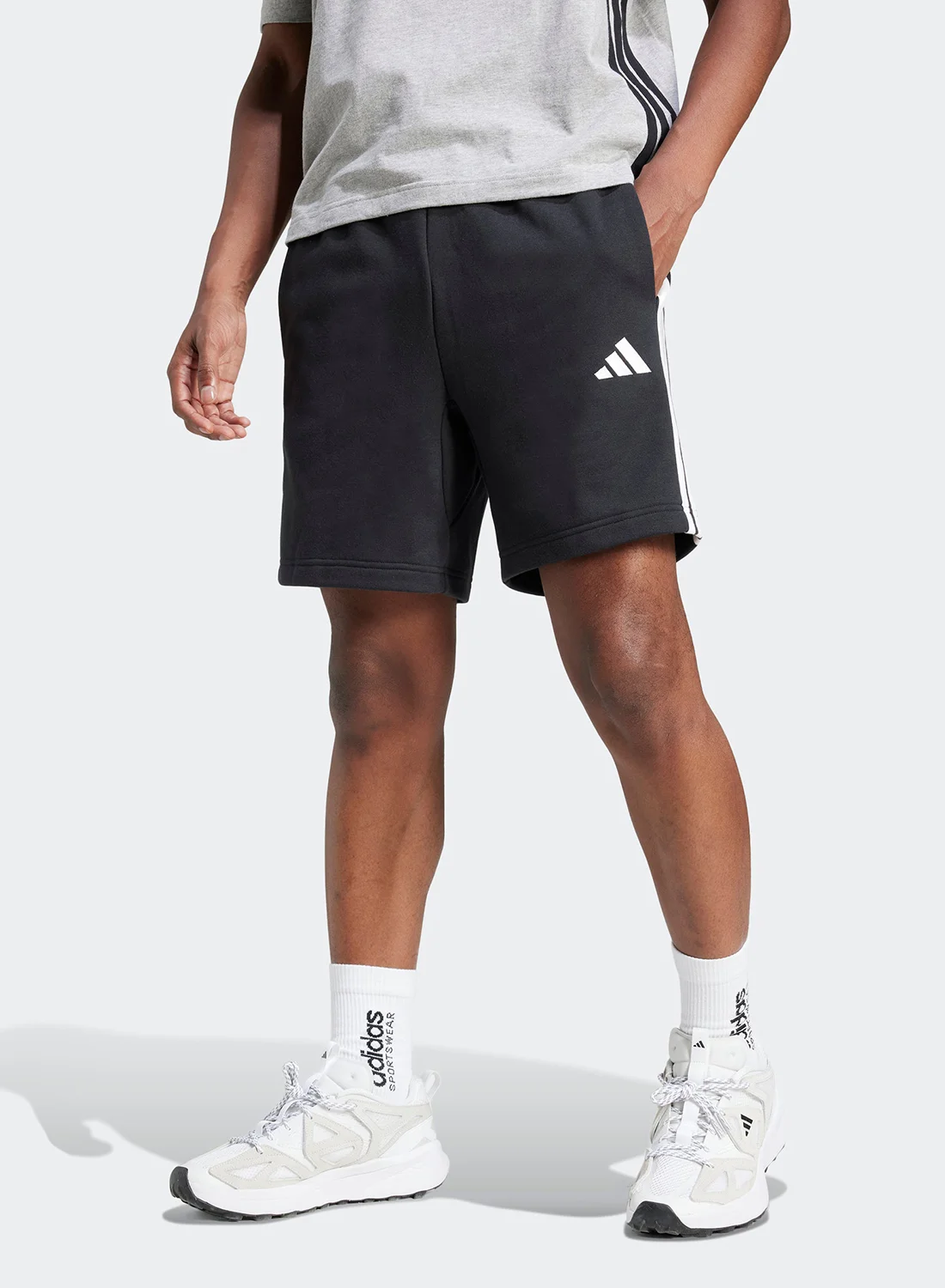 Sport French Terry Athletic Shorts Premium Cotton Blend Breathable Casual Wear for Men (Black, Large) ajwow