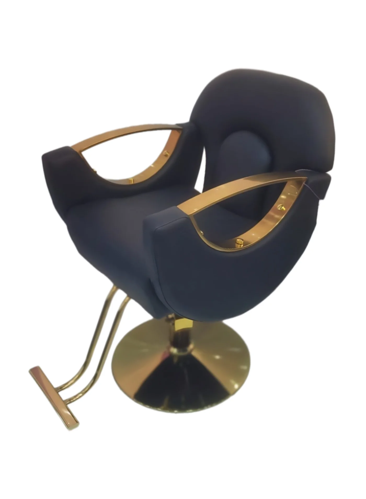 Premium Vintage Salon Chair with Hydraulic Pump and 360-Degree Swivel for Barber Beauty Spa (Gold and Black) iqc4d