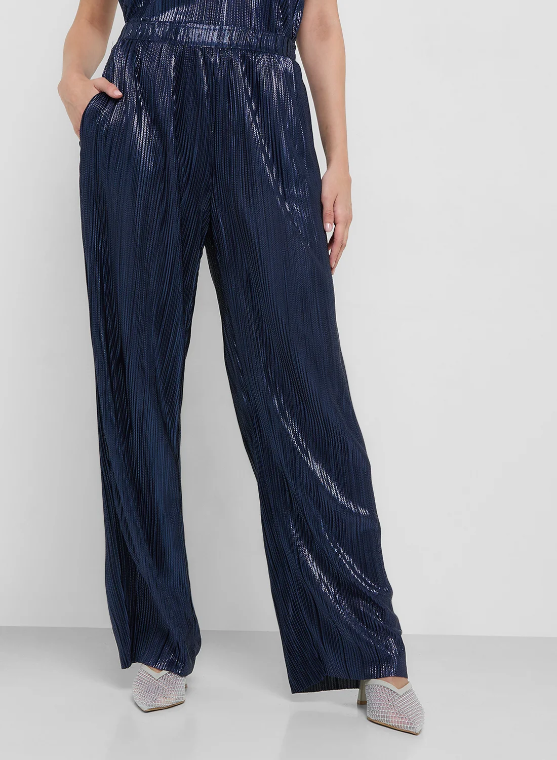 VERO MODA Wide Leg High Waist Pants Premium Tailored Trousers for Women (Black, 81 cm) ozmfi