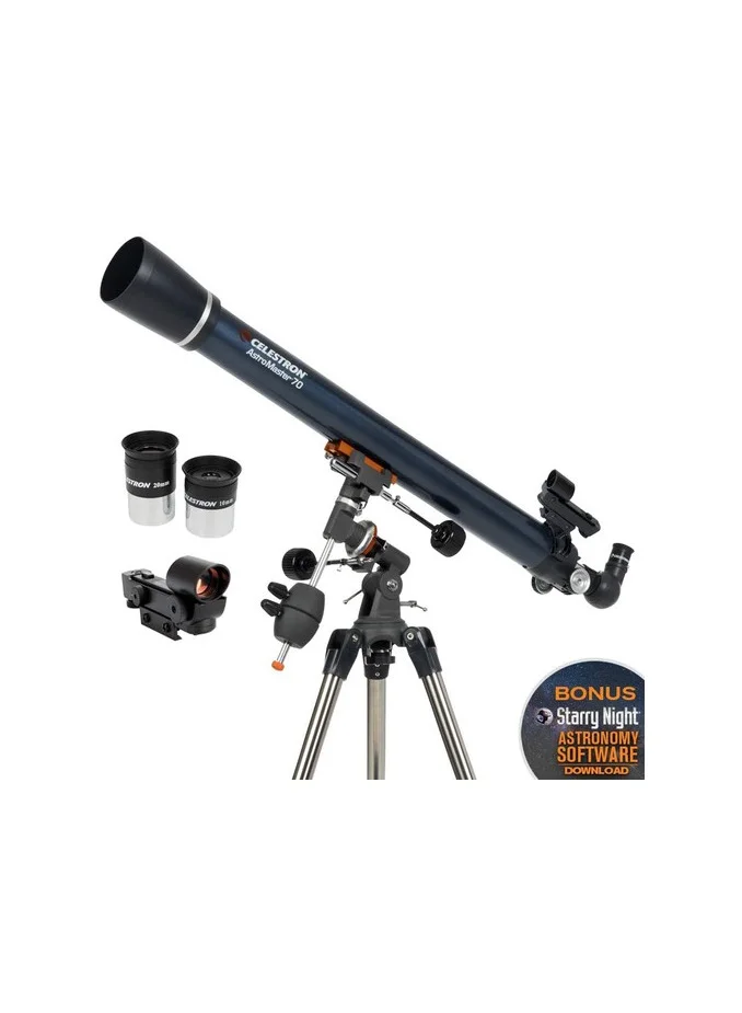 Premium Refractor Telescope with Equatorial Mount and Electronic Viewfinder for Astronomy Enthusiasts (70mm Aperture) ql3eh
