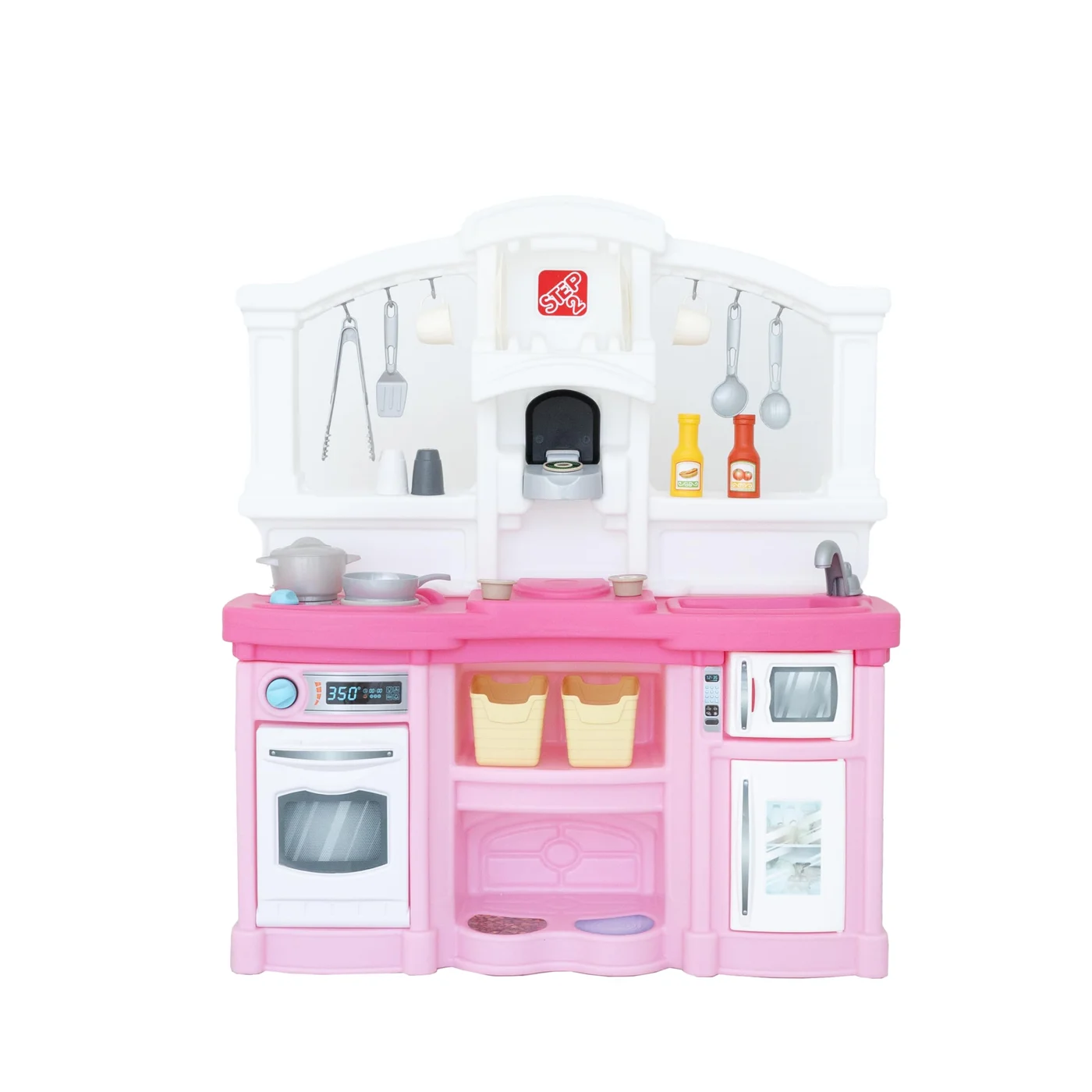 Premium Kids Kitchen Playset Interactive Indoor Outdoor Cooking Station with Lights and Sounds (Pink, 25-Piece Set) 3yoia