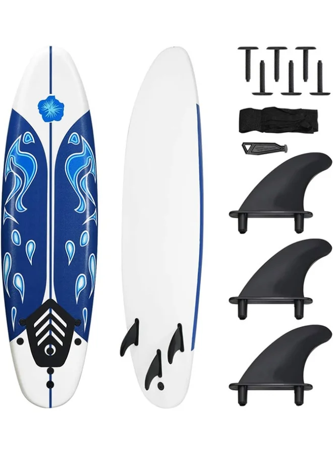 Max Strength 6Ft Stand Up Surfboard with Detachable Fins and Safety Leash (Non-Slip Foam, 183 cm) 1ptam