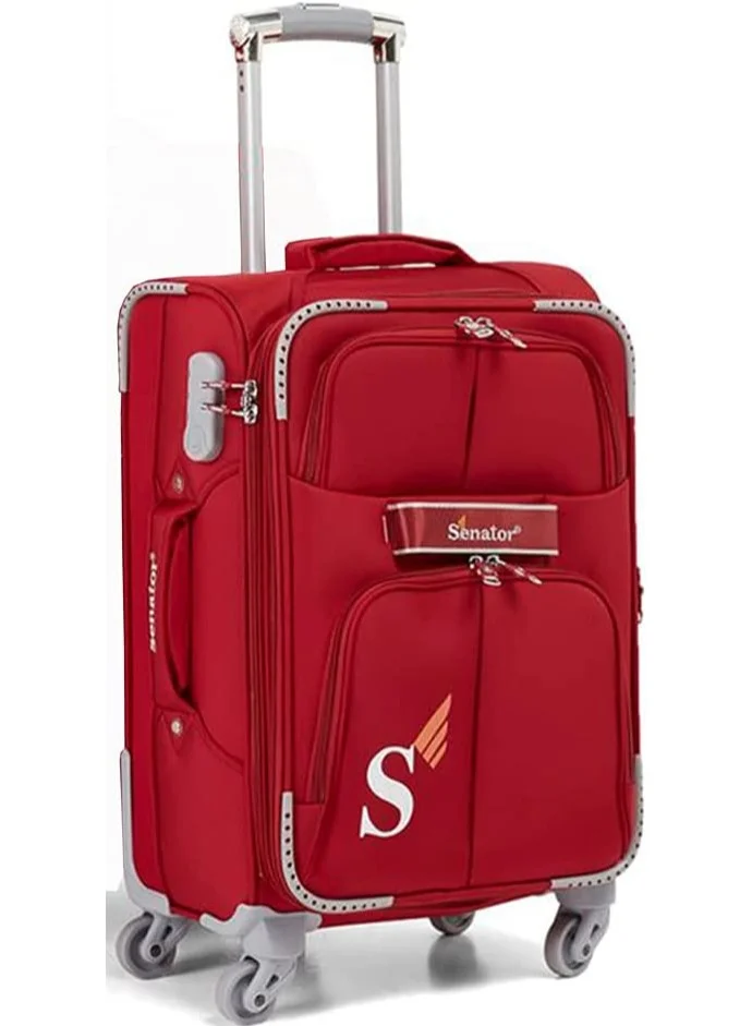 SENATOR Soft Shell Luggage Trolley Expandable Suitcase Ultra Lightweight Travel Bag with 4 Spinner Wheels (Red, 65 cm) fd5kr