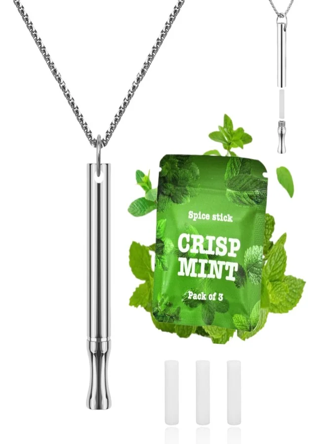 Premium Breathing Necklace for Mindful Relaxation and Stress Relief (Stainless Steel, 60 cm) 9zhcp