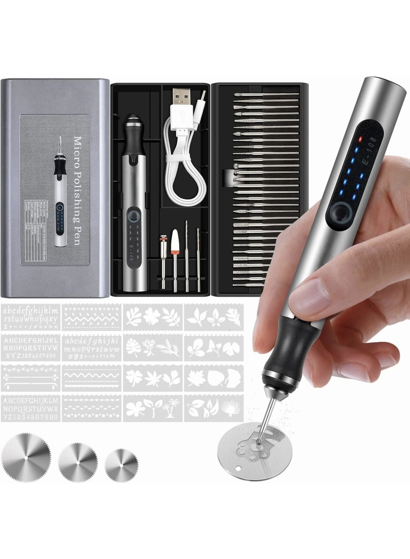 ARIDOO Electric Engraving Pen Cordless Rotary Tool Kit with 37 Bits for Jewelry Wood Glass Stone Carving (Portable USB Rechargeable) d5gik