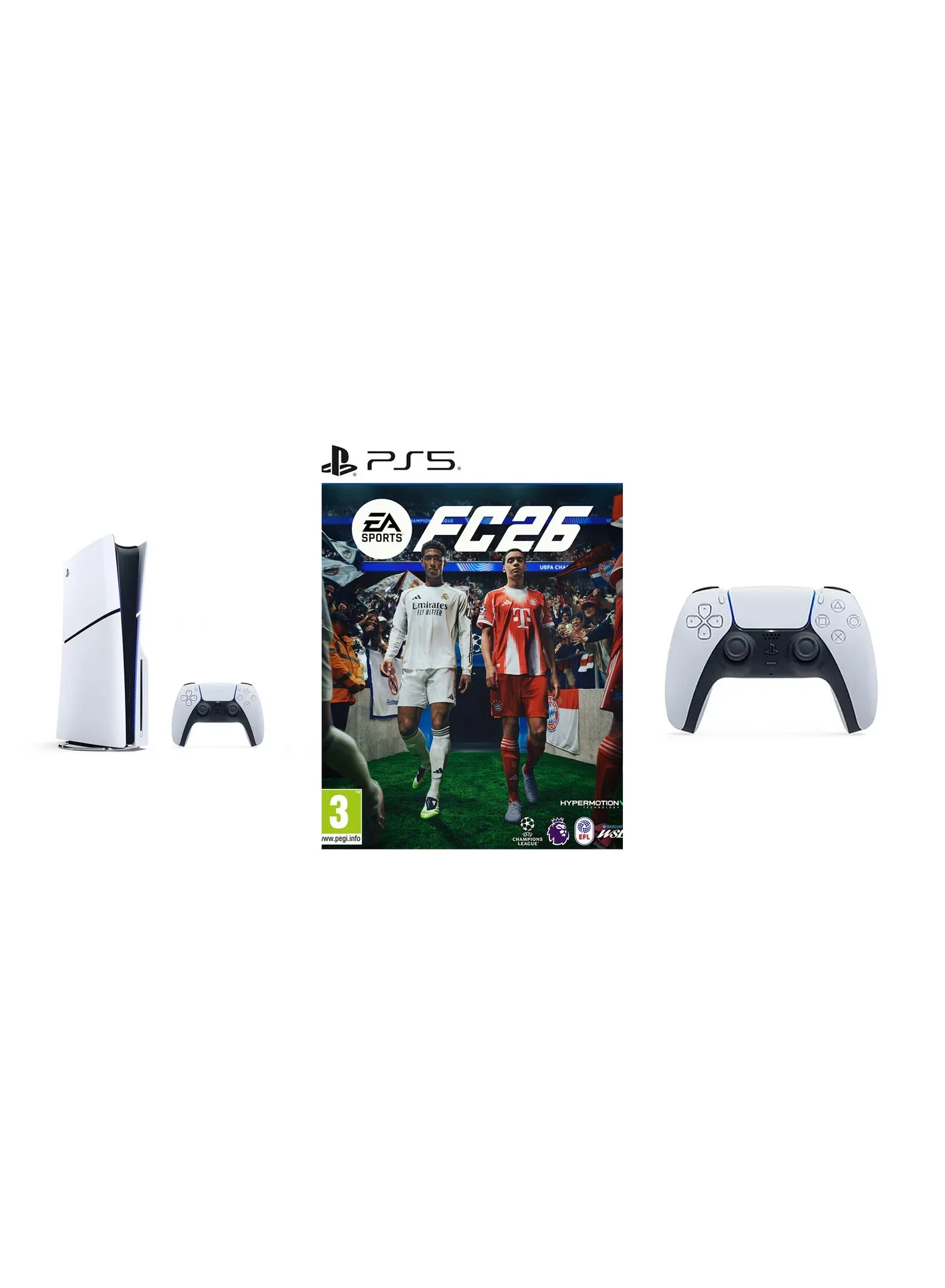 Premium Disc Slim Gaming Console Bundle With Extra Controller And FC 26 (White, 1TB) 1gabj
