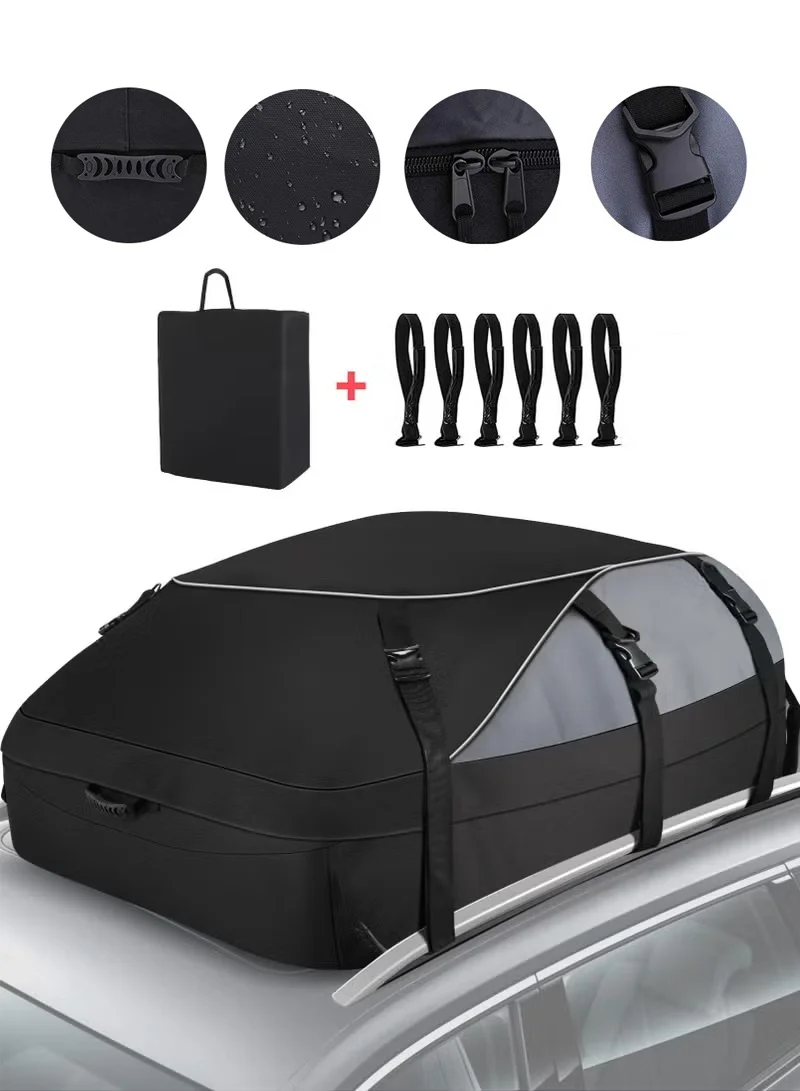 WALALLA Car Rooftop Cargo Carrier Bag, Waterproof Soft-Shell Vehicle Luggage Storage for Travel (130 x 100 x 45 cm) ih0xe
