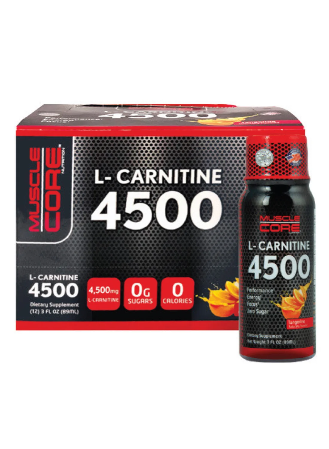 Muscle Core L-Carnitine Liquid Supplement Tangerine Flavor (12 x 89 mL) zel4z