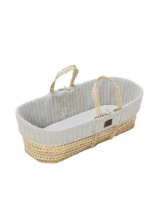 Premium Knitted Baby Moses Basket with Mattress (Natural, 0-4 Months) t4o5t