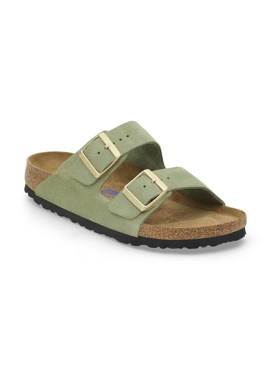 Premium Suede Leather Sandals Soft Footbed Comfort Slip-On Footwear (Green, 38 EU) acn3o