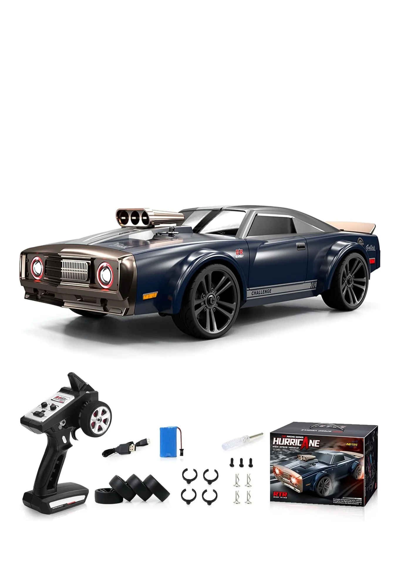 Remote Control Drift Car 4X4 Off-Road Racing Truck High Speed 38Km/h with LED Angle Eyes Lights (1/16 Scale, Nylon Blend) 9tb79