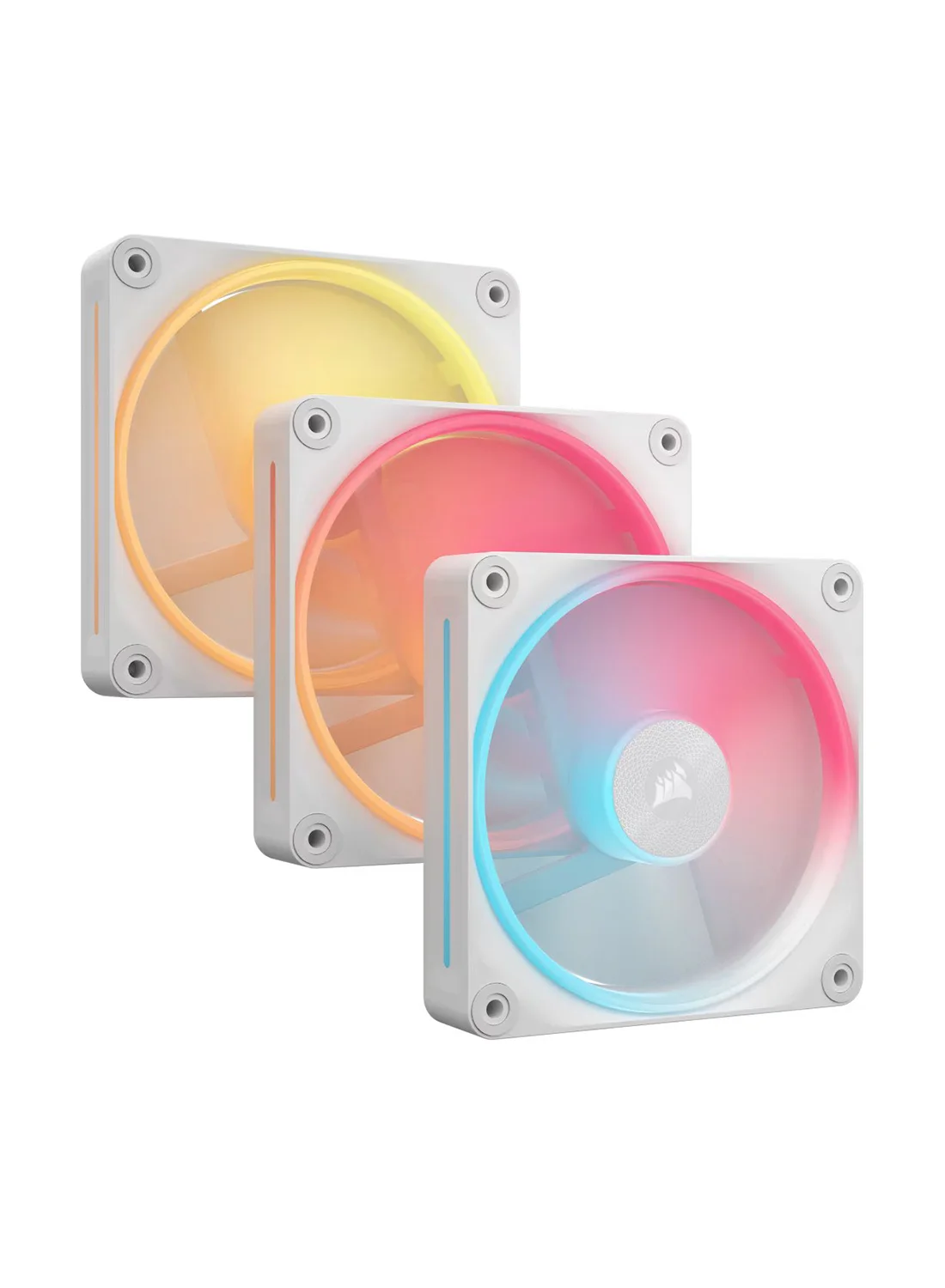 Premium PC Cooling Fan Starter Kit (3 x 120mm, PWM Control, High-Airflow, RGB Lighting, White) b8irl