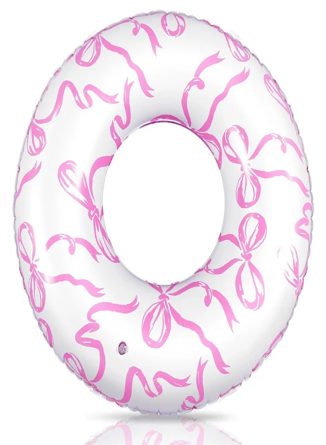 Hollowfly Inflatable Bow Swimming Ring Pool Float for Summer Beach Party (Pink, 80 cm) yof5o