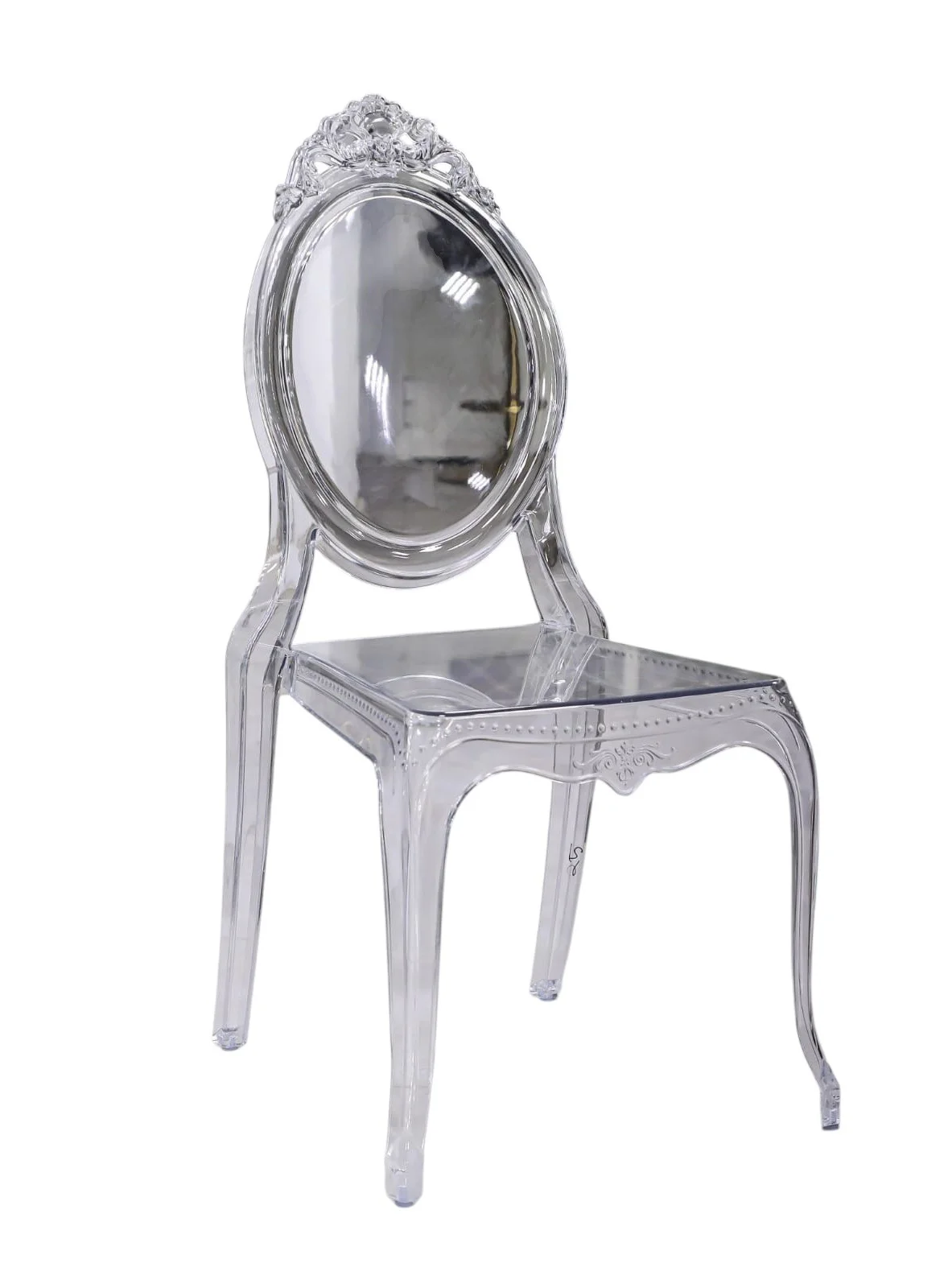 Premium Transparent Ghost Dining Chair, Modern Acrylic Accent Chair with Oval Backrest for Living Room and Events (Clear, 90 cm Height) 0gp5s