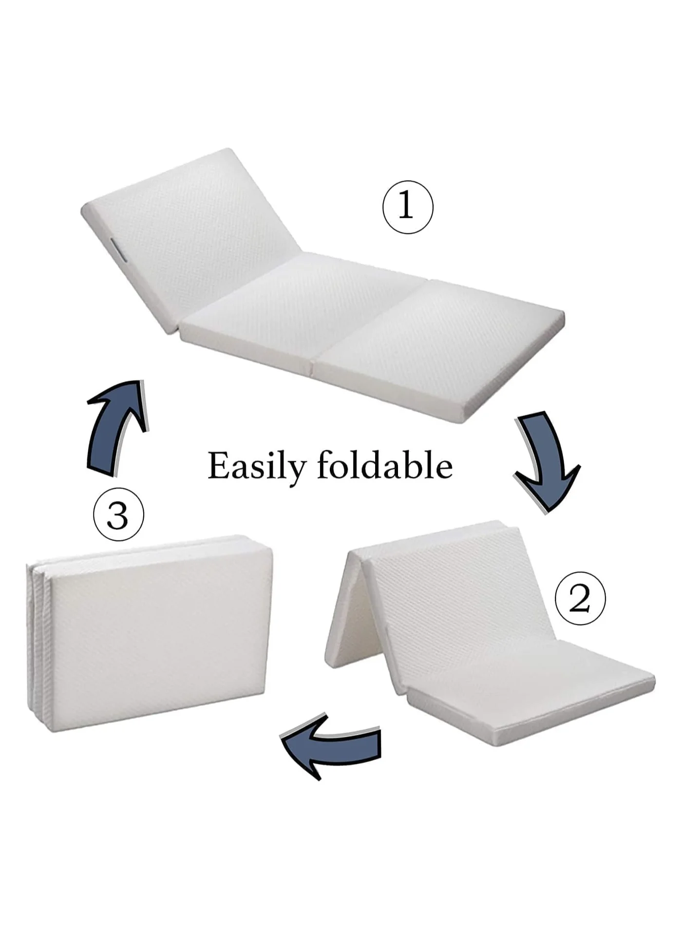 Premium Single Folding Mattress Knitted Cotton Portable Bed Mat (White, 180 x 90 x 7 cm) rwxs2
