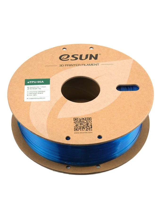 Premium Flexible 3D Printing Filament 95A TPU (Transparent Blue, 1 kg) jwtab