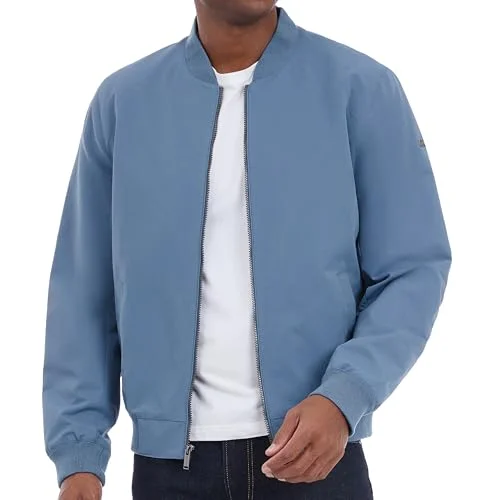 Premium Lightweight Bomber Jacket Wind and Water Resistant Outerwear for Men (Dark Chambray Blue, 2XLarge) znngc
