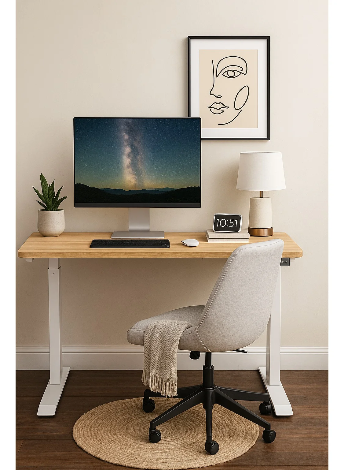 Harmony Home Electric Height Adjustable Standing Desk Ergonomic Sit-Stand Office Table (White Oak, 120 cm) mzpzd