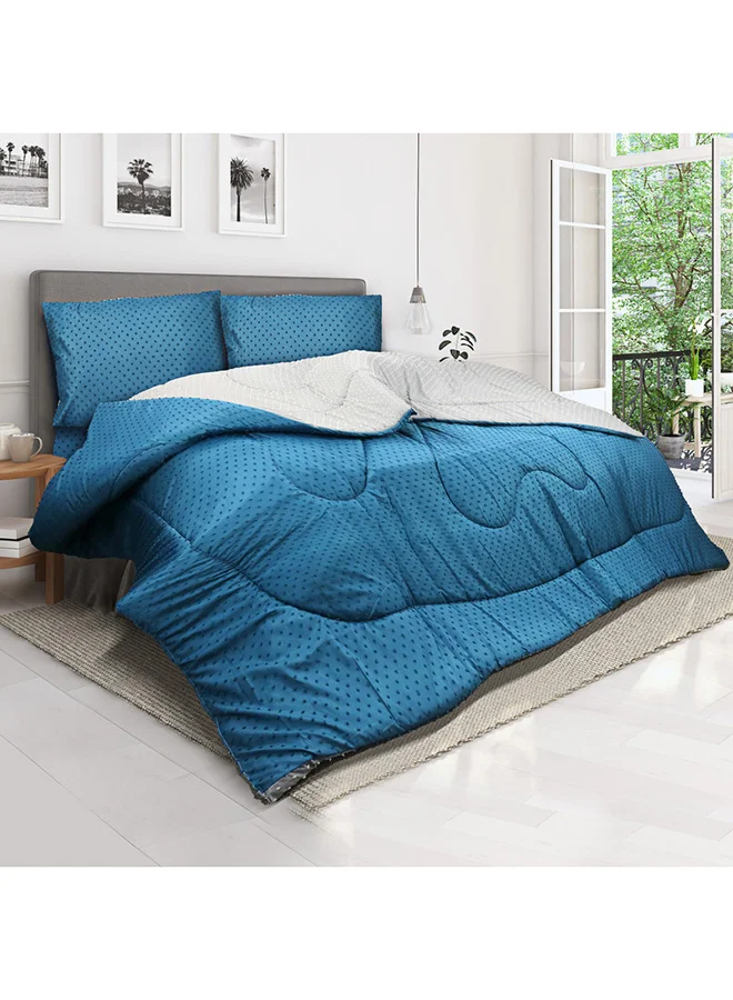 Hotel Linen Klub Reversible Swiss Dots Comforter Set (Navy & Light Grey, 160 x 200cm) 0qxr7