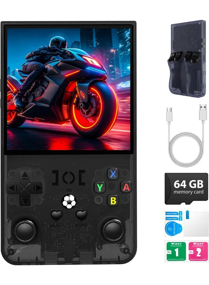 Gulf Trend Retro Gaming Console Handheld Pocket Arcade with 4.0-inch IPS Screen and 64GB Storage (Black) nkb4h