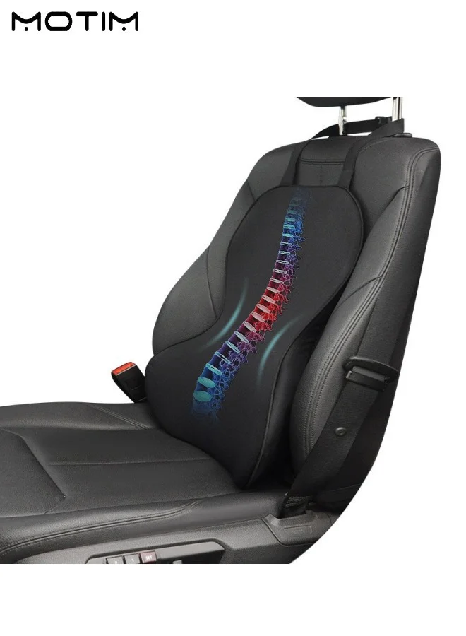 Motim Ergonomic Car Lumbar Support Pillow Memory Foam Back Cushion for Driving and Office Chair (Grey, 40x35x10 cm) fzri6