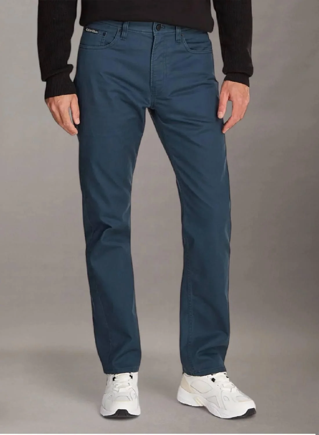 Premium Straight Twill Trousers for Men (Solid Black, 32W x 32L) 5h3xj