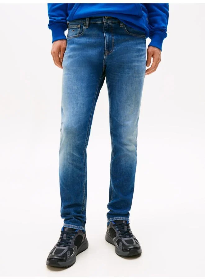 Premium Slim Fit Faded Denim Jeans for Men (Blue, 32W x 32L) 7skw2