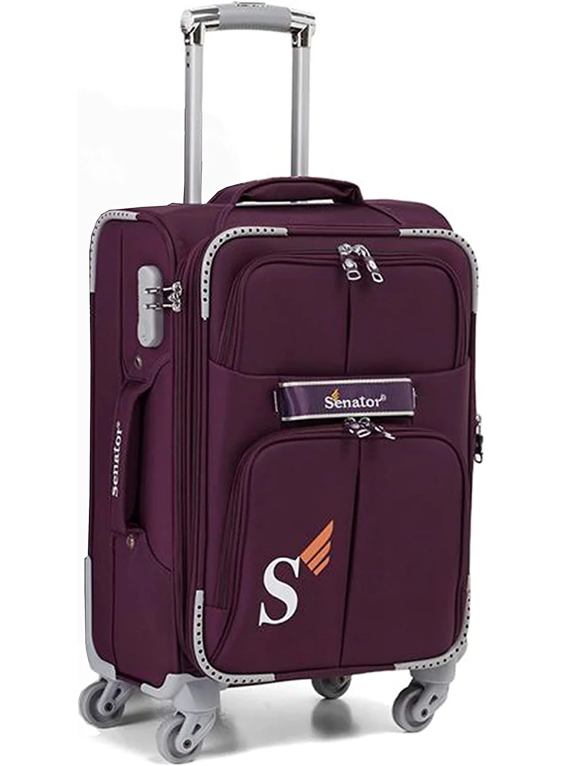 SENATOR Soft Shell Luggage Trolley Expandable Suitcase with 4 Spinner Wheels (Purple, 65 cm) tyw07