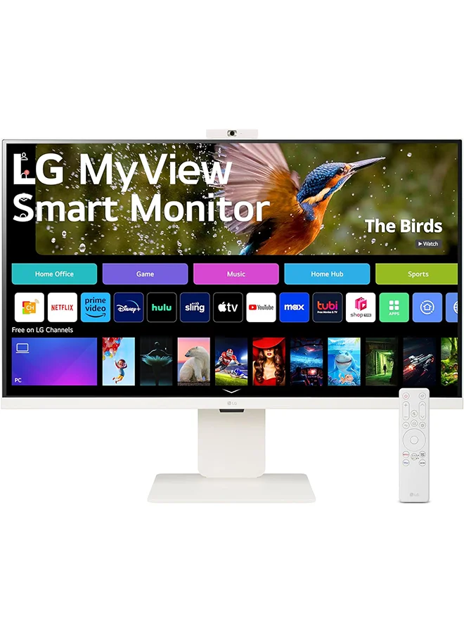 Ultra-HD 32-inch 4K UHD Smart Monitor with Built-in Webcam and Speaker (White, 81 cm) p0c4j