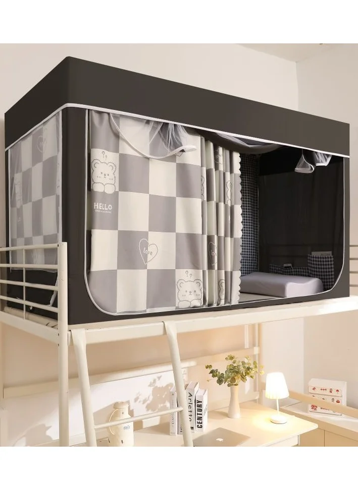 Bluejw Bed Canopy Tent Privacy Curtain with Frame (Grey and White, 190 x 90 x 110 cm) for Student Dormitory and Bedroom rzhja