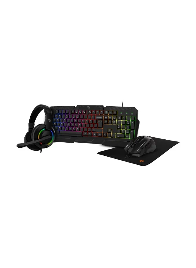 Porodo 4-in-1 Gaming Kit with RGB Keyboard, Headset, Mouse and Mouse Pad (Black, 4-Piece Set) s8jsw