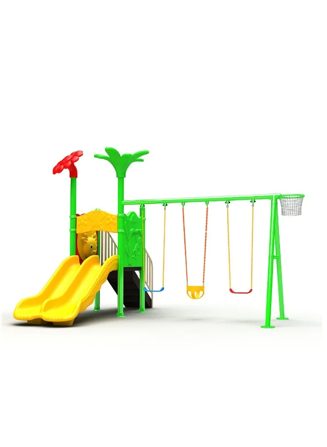 JSAITOYS Children's Outdoor Play Set with Single Slide and Swing (Yellow, 150 cm x 120 cm x 100 cm) g42ca
