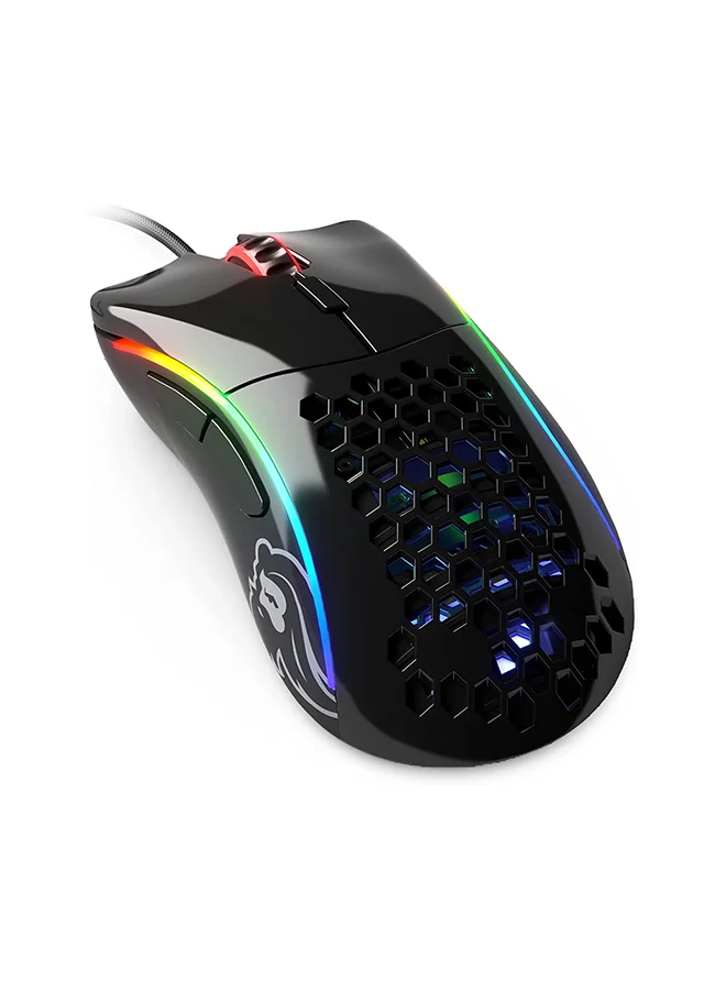 Premium Lightweight Ergonomic Wired Gaming Mouse with RGB Backlit Honeycomb Shell Design (Glossy Black, 62g) up3g4