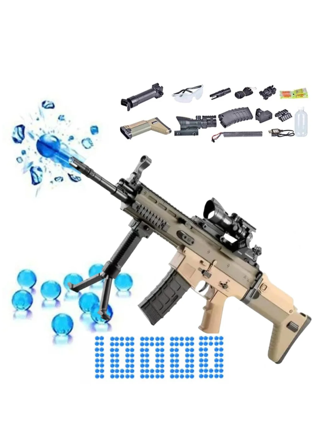 SCAR Electric Gel Ball Blaster Toy Gun Premium Automatic Outdoor Activity Set (1 Piece) vzflv