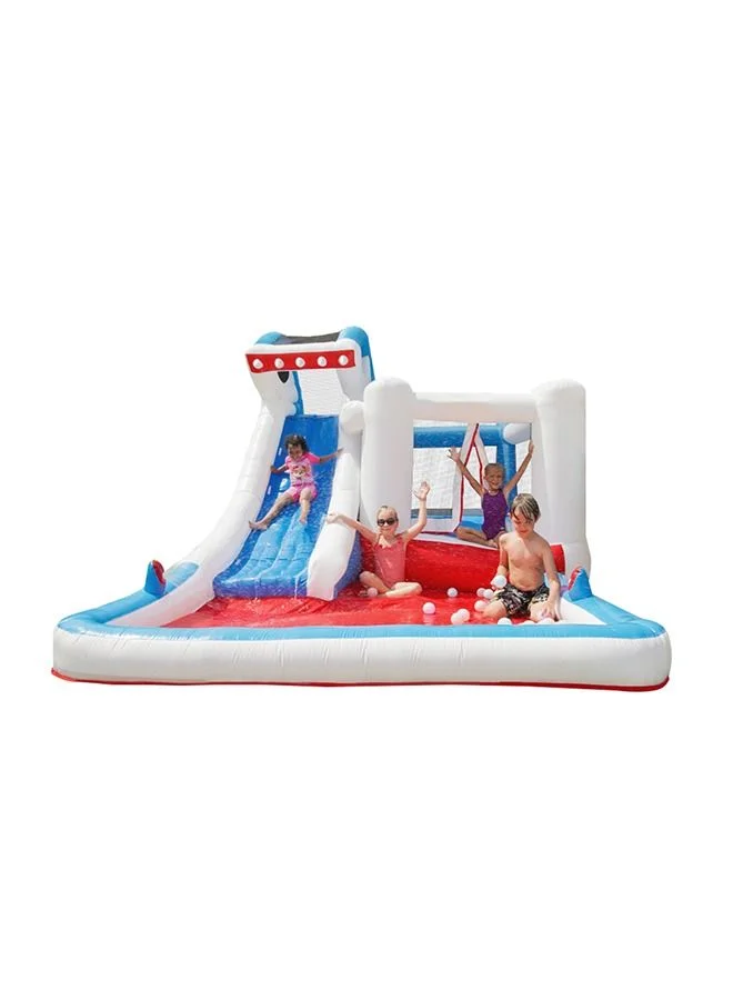 JSAITOYS Shark Inflatable Bounce House Combo with Slide and Pool (Premium PVC, Kids Backyard Playground) g5l09