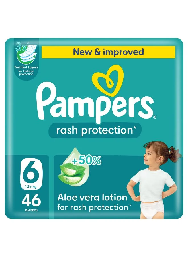 Premium Rash Protection Taped Diapers (Size 6, 13+ kg, 46 Count) 4fzpp
