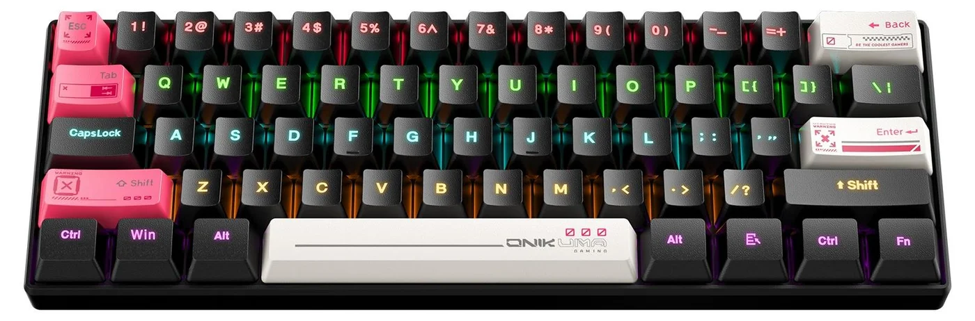 Onikuma G55 Mechanical Gaming Keyboard 61 Keys Ultra Compact Wired RGB Backlit for PC and Mac (Black, 61 Keys) nwtm7