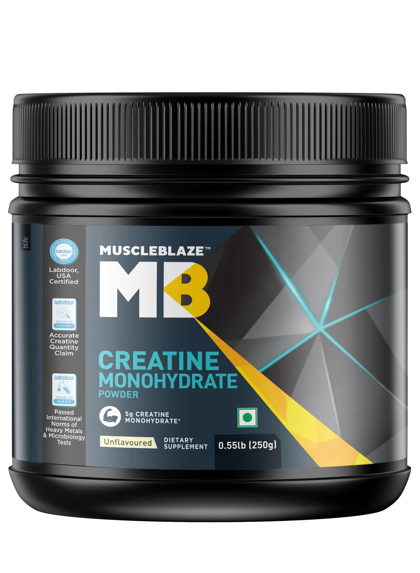 MuscleBlaze Creatine Monohydrate Powder (Unflavoured, Premium Fitness Supplement, 250g) p7boj