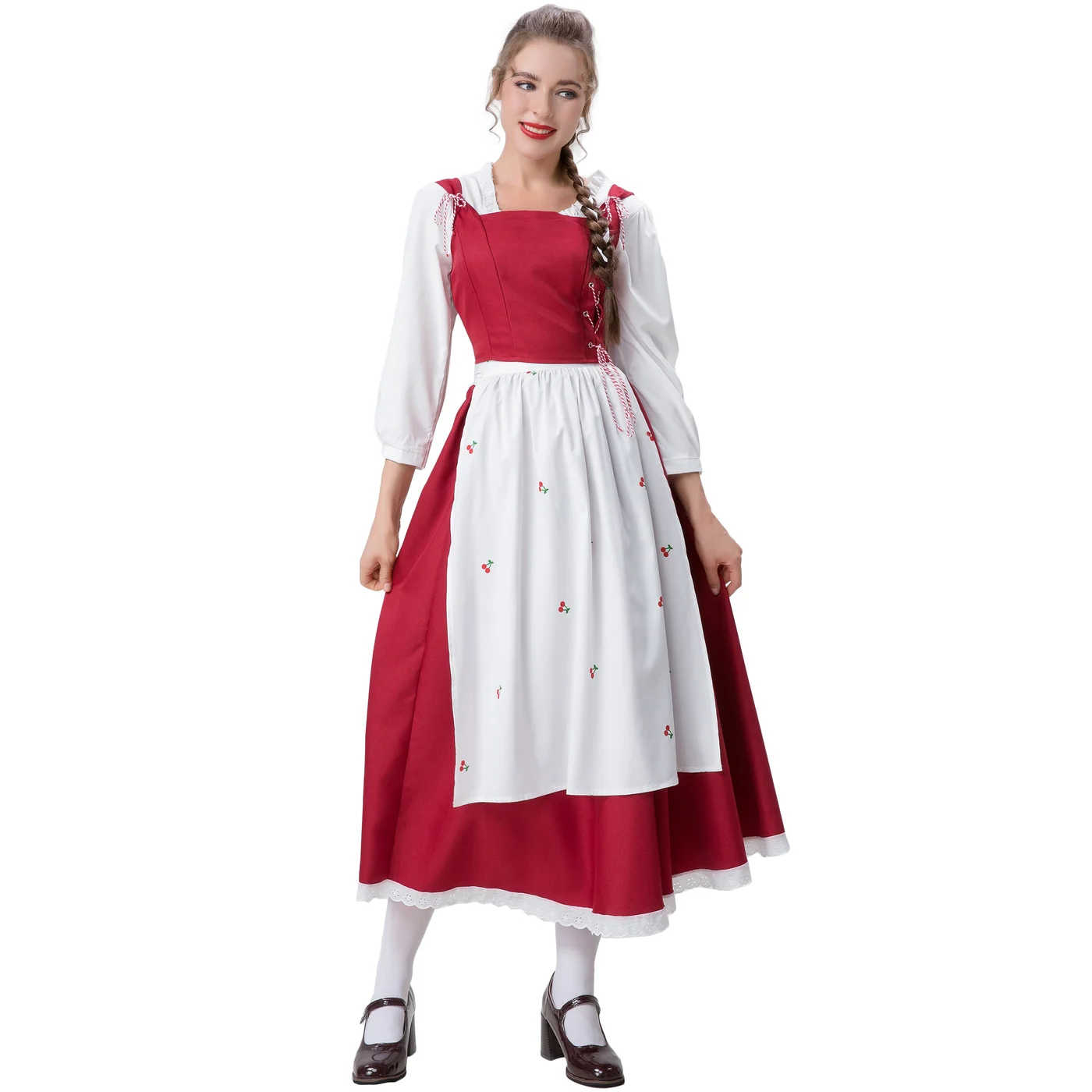 Loquat Little Red Riding Hood Costume Cape Cloak Medieval Party Wear (Red, S-XXL) phu7a