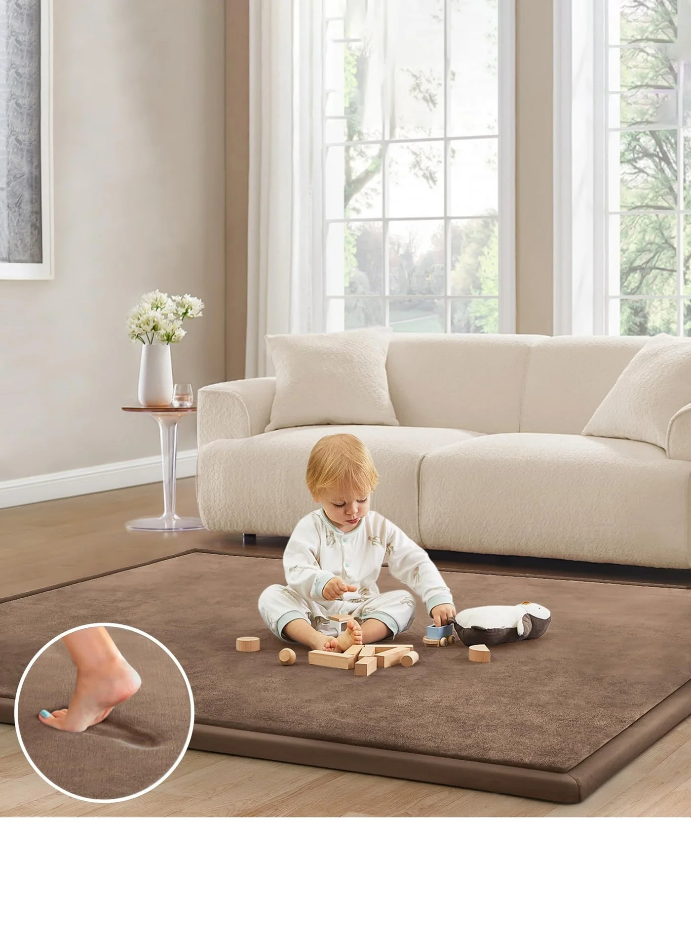 Arabest Baby Play Mat Memory Foam Crawling Rug for Tummy Time and Nursery (Coffee, 280 cm x 200 cm x 3.3 cm) zre8v