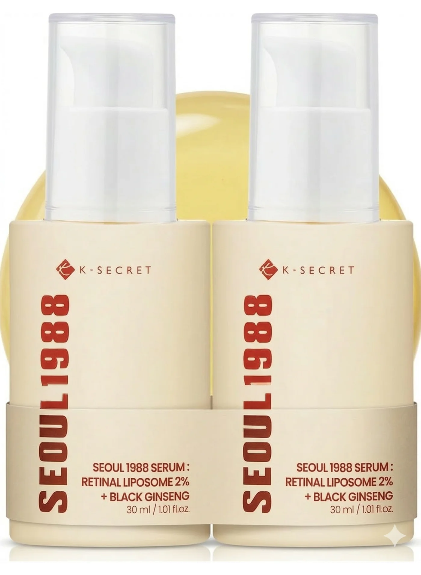 K-SECRET Seoul 1988 Retinal Liposome 2% and Black Ginseng Serum (60ml, Pack of 2) 70l6l