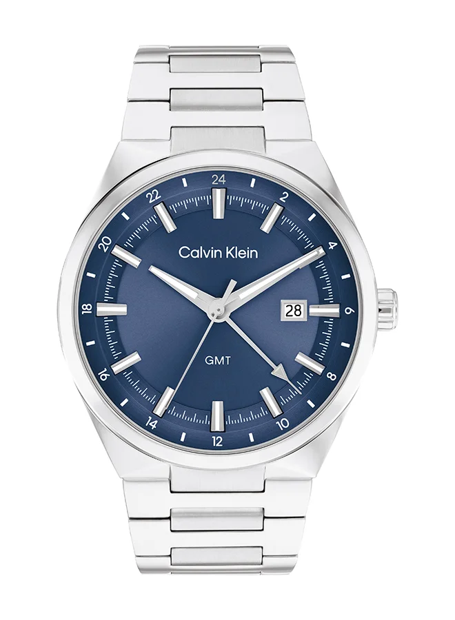 Premium Round Analog Men's Watch Stainless Steel Band (Blue, 42mm) lr9rk