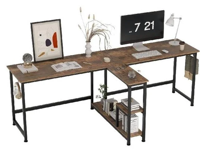 NKX Computer Desk with Storage Shelves Spacious Functional Workstation (Solid Wood, 213cm) 0vbge