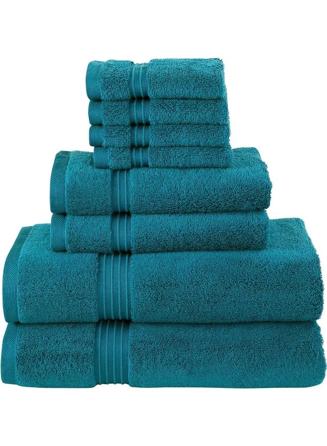 Bliss Casa 8-Piece Towel Set, Premium Combed Cotton 550 GSM Highly Absorbent Soft Bathroom Bath and Spa Towels (Blue, 8-Piece Set) hqy0n