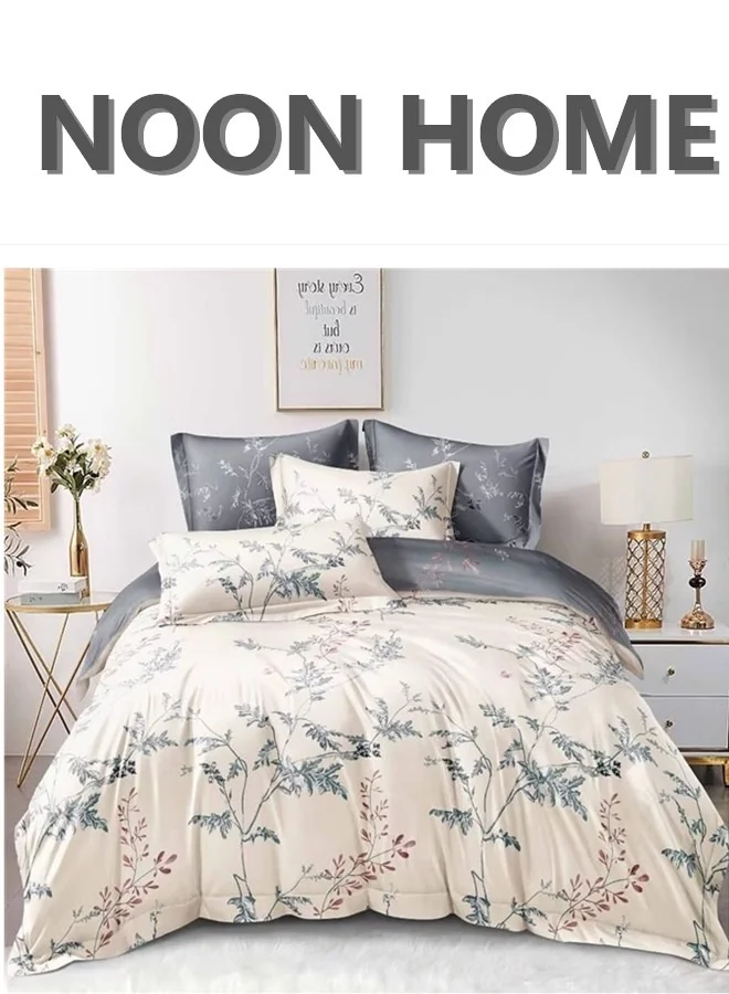 MOON HOME Soft Microfiber Duvet Cover Set Breathable Hypoallergenic Bedding Collection (King, 6-Piece Set) 5enzq