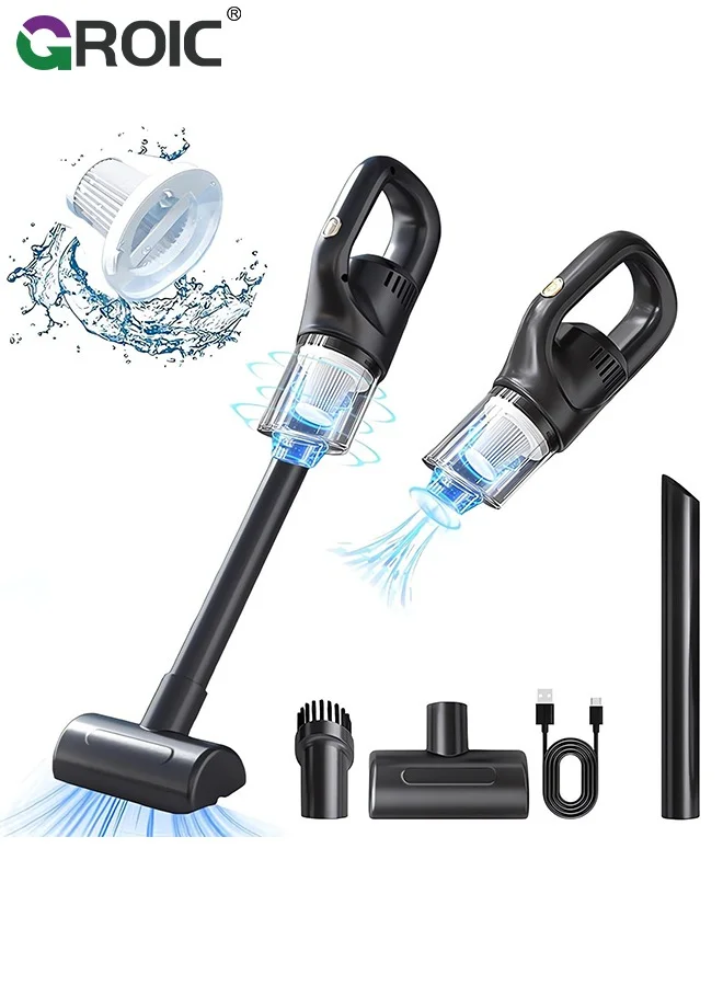 GROIC Portable Cordless Vacuum Cleaner High-Power Handheld Suction for Car and Home (Black, 1 Unit) e9a1v