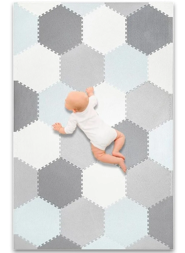 Reva Baby Play Mat Interlocking Foam Flooring Tiles (Grey & White, 180x120cm) 6mshf